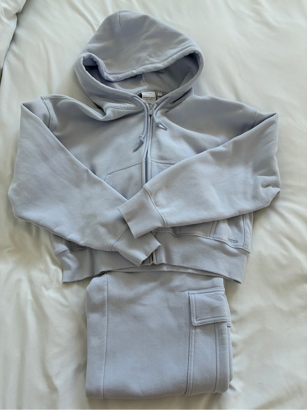 Aritzia - Cropped Zip Hoodie and Joggers Set - Light Lavender/light blue